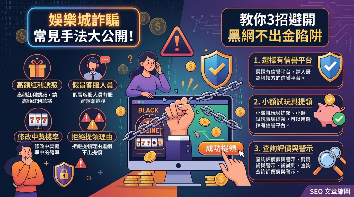 娛樂城詐騙常見手法大公開！教你3招避開黑網不出金陷阱